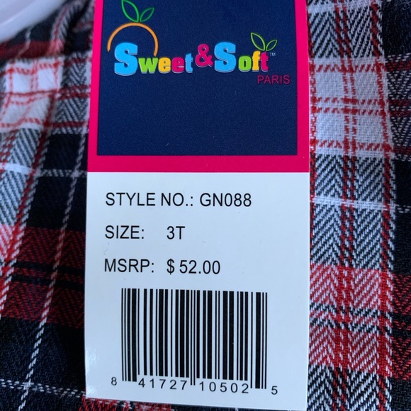 NWT SWEET & SOFT RED PLAID DROP DRESS SZ 3T - Picture 4 of 4